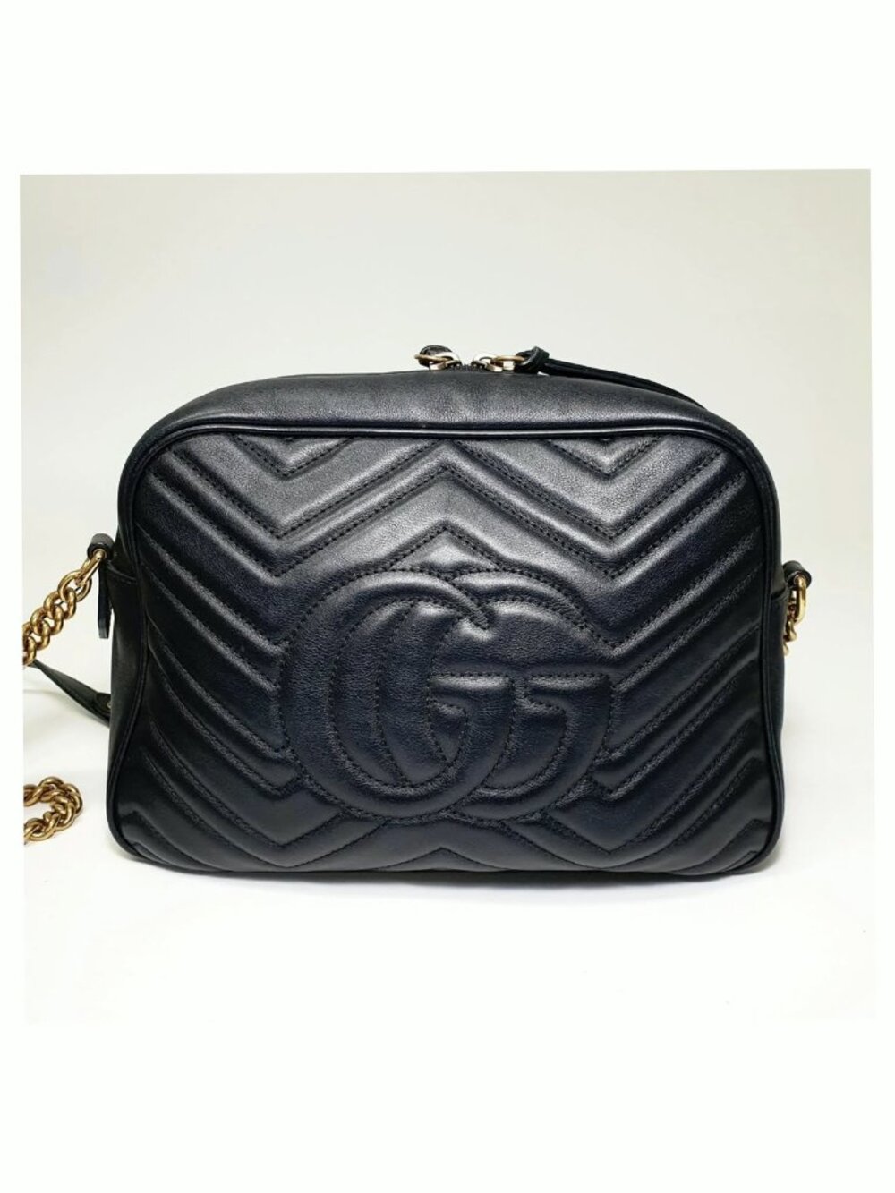 Authentic Gucci GG Marmont Small Camera Bag Black Leather Matelassé Crossbody - Picture 3 of 11